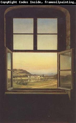 johann christian Claussen Dahl View through a Window to the Chateau of Pillnitz (mk09)